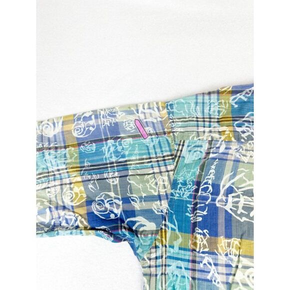 Vintage 90s Loafers Shirt Large Plaid Floral Button Front Beach Surf Skate - Picture 5 of 8
